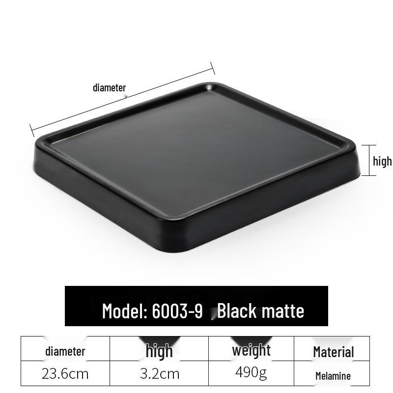 Black Melamine Japanese Sushi Tray - Long Shallow Plate for BBQ & Food Arrangement
