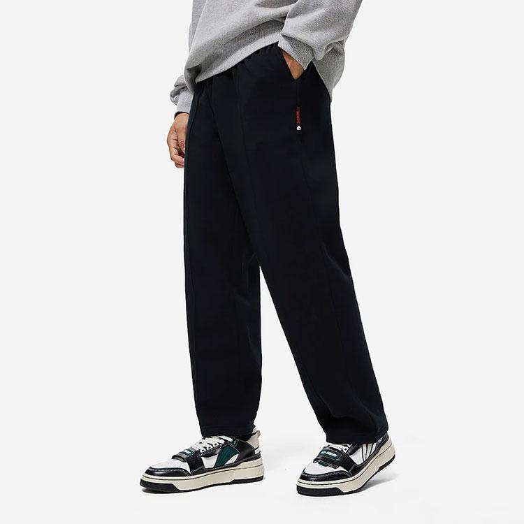 Li Ning Badfive Solid Color Mid Waist Straight Leg Fleece Knit Sports Pants Men Pants Black AKLT845-3