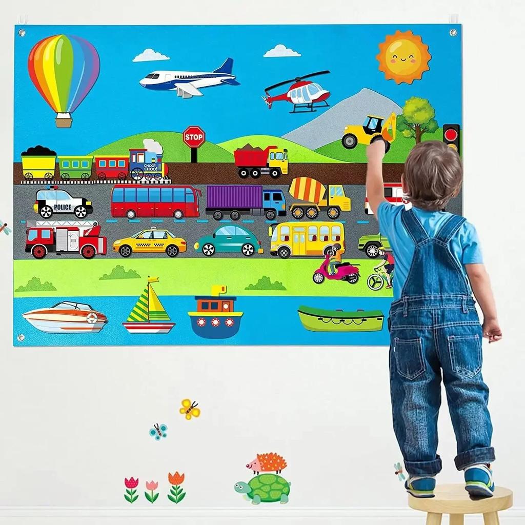 Story Felt Board Set Toy For Kids Farm Animals Preschool Education Early Learning Interactive Play Mat Wall Hanging Gift For To