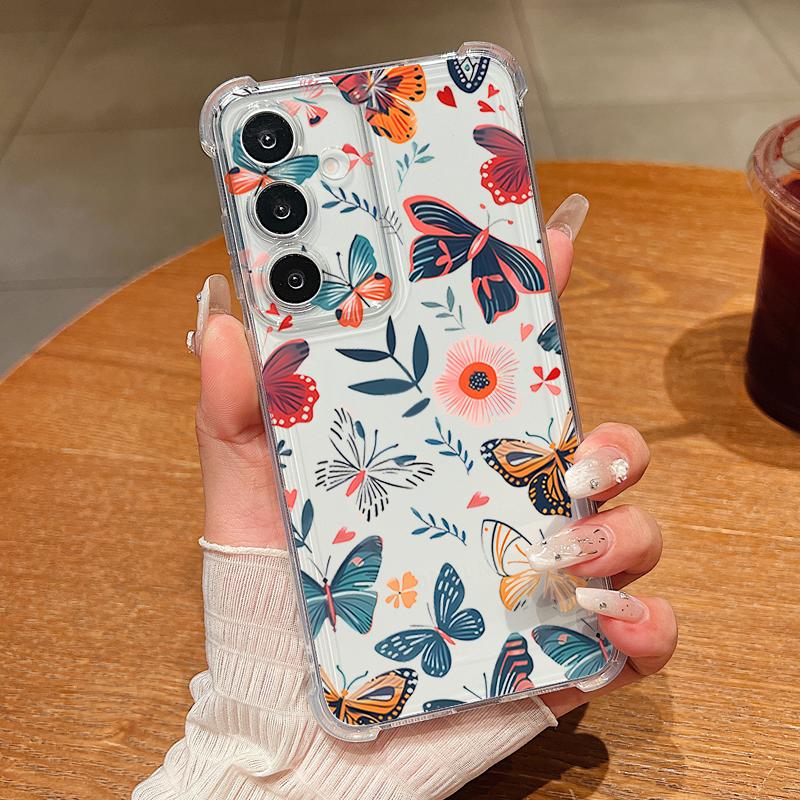 

Romantic Garden Pattern Phone Case For Samsung Galaxy S26 S25 S24 S23 Ultra S22 Plus S21 S24 S25 FE Clear Shockproof Soft Cover Galaxy S26