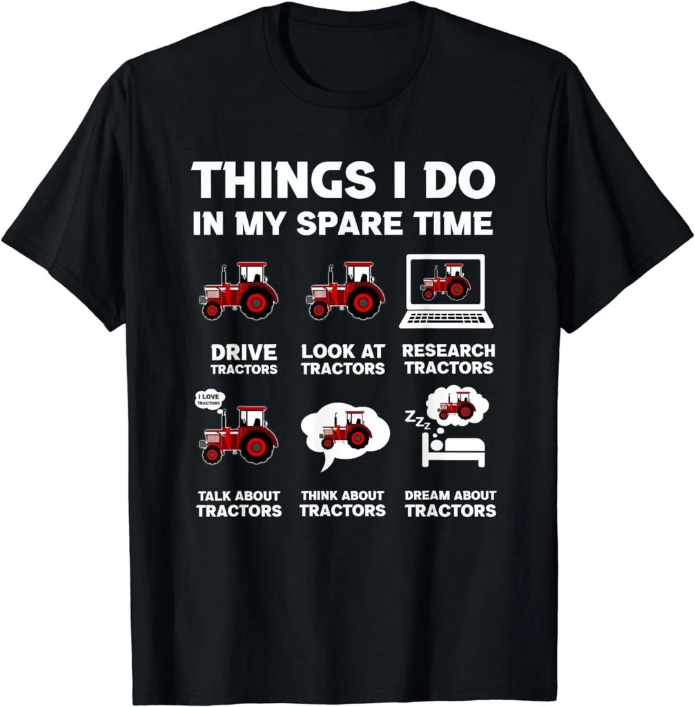 Lustiger Traktorliebhaber 6 Dinge, die ich in meiner Freizeit mache Traktor Geschenk Unisex T-Shirt