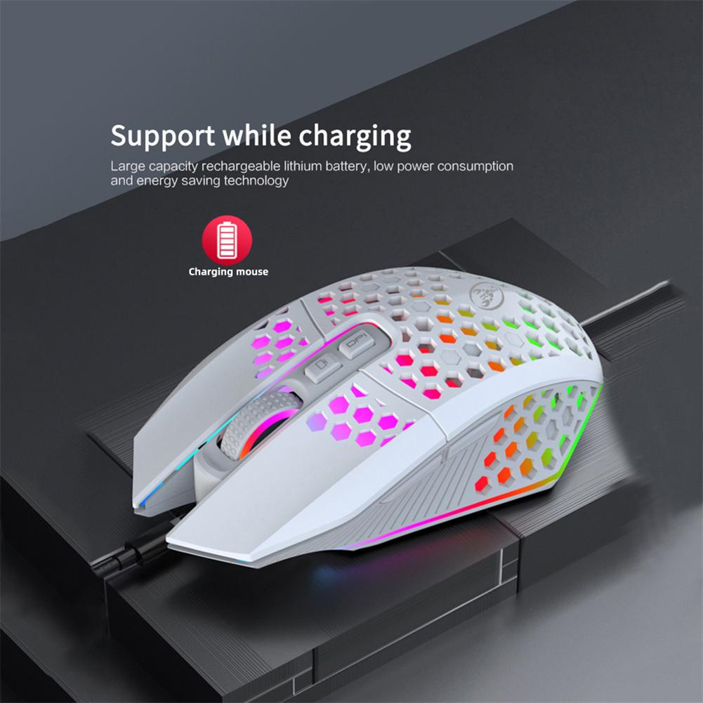 T500 2.4G Wireless Gaming Mouse 1600DPI Rechargeable Optical Silent Mouse With Rainbow Backlit 7 Buttons