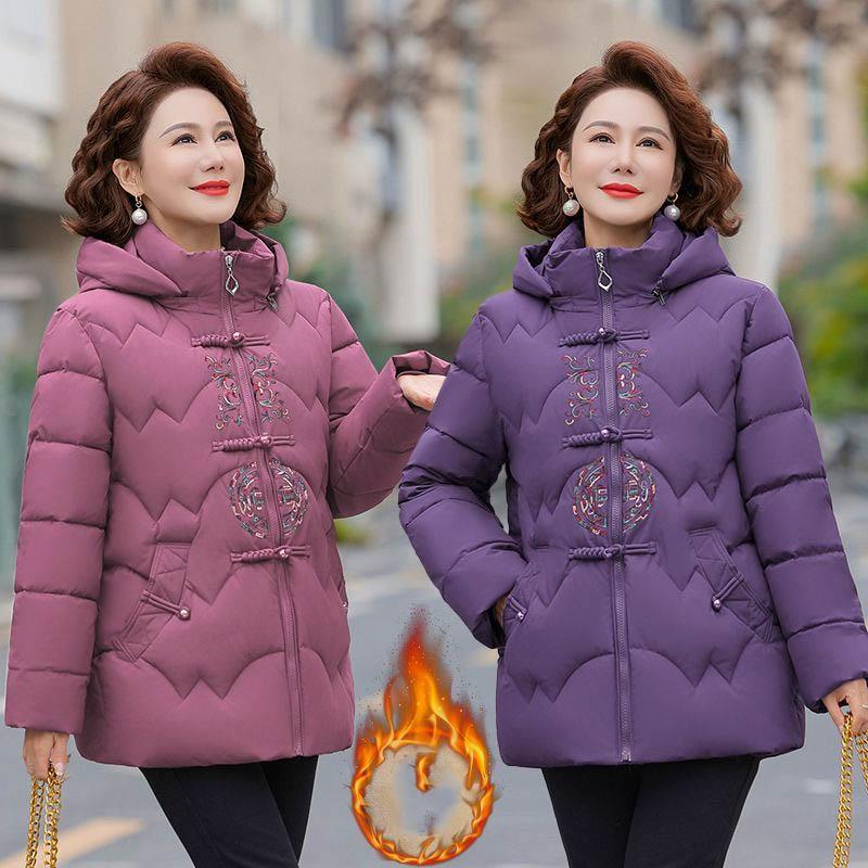 Mother Cotton Jacket Middle-aged and Elderly Grandma Winter Clothes Large Size Cotton Jacket Cotton Jacket Casual Jacket Winter Clothes