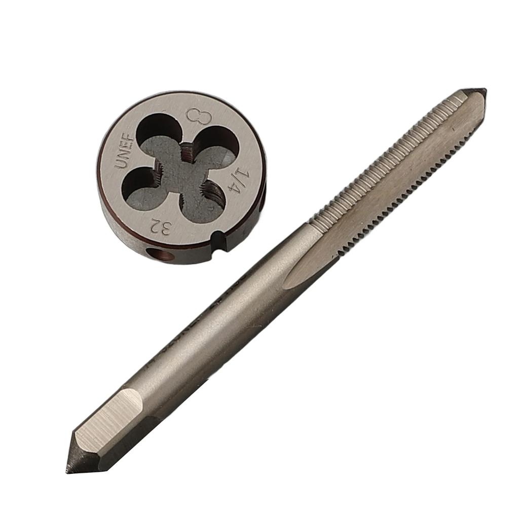 Complete 14 32 UNEF HSS Thread Tap and Round Die Package for Metalworking Applications Including Muzzle Restoration