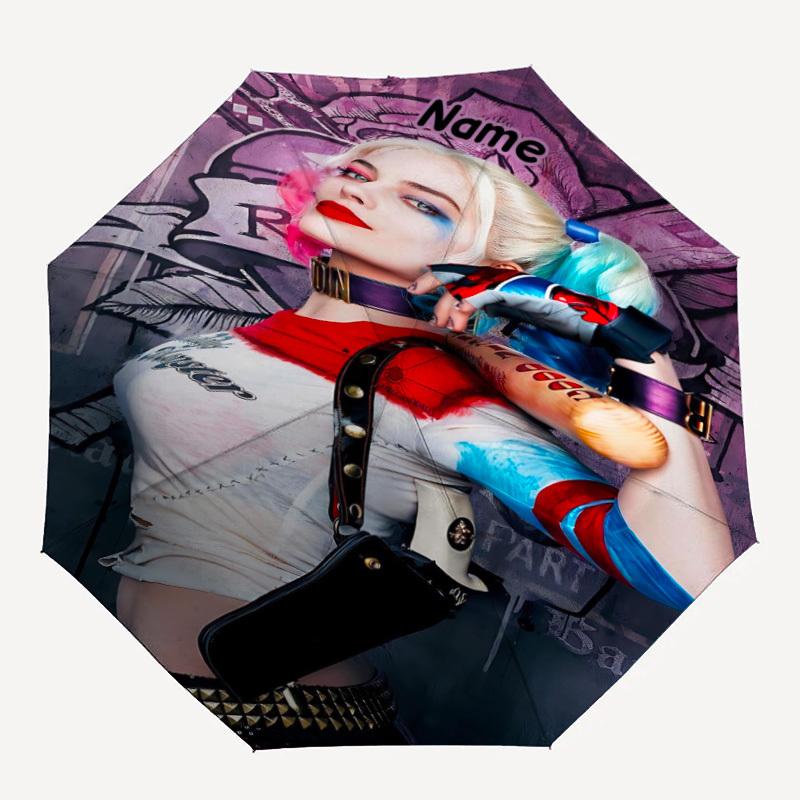

1PC Harley Quinn Custom Name Automatic Open/Close, 8-Rib Durable Frame Compact Travel Umbrella for Men & Women D1222065