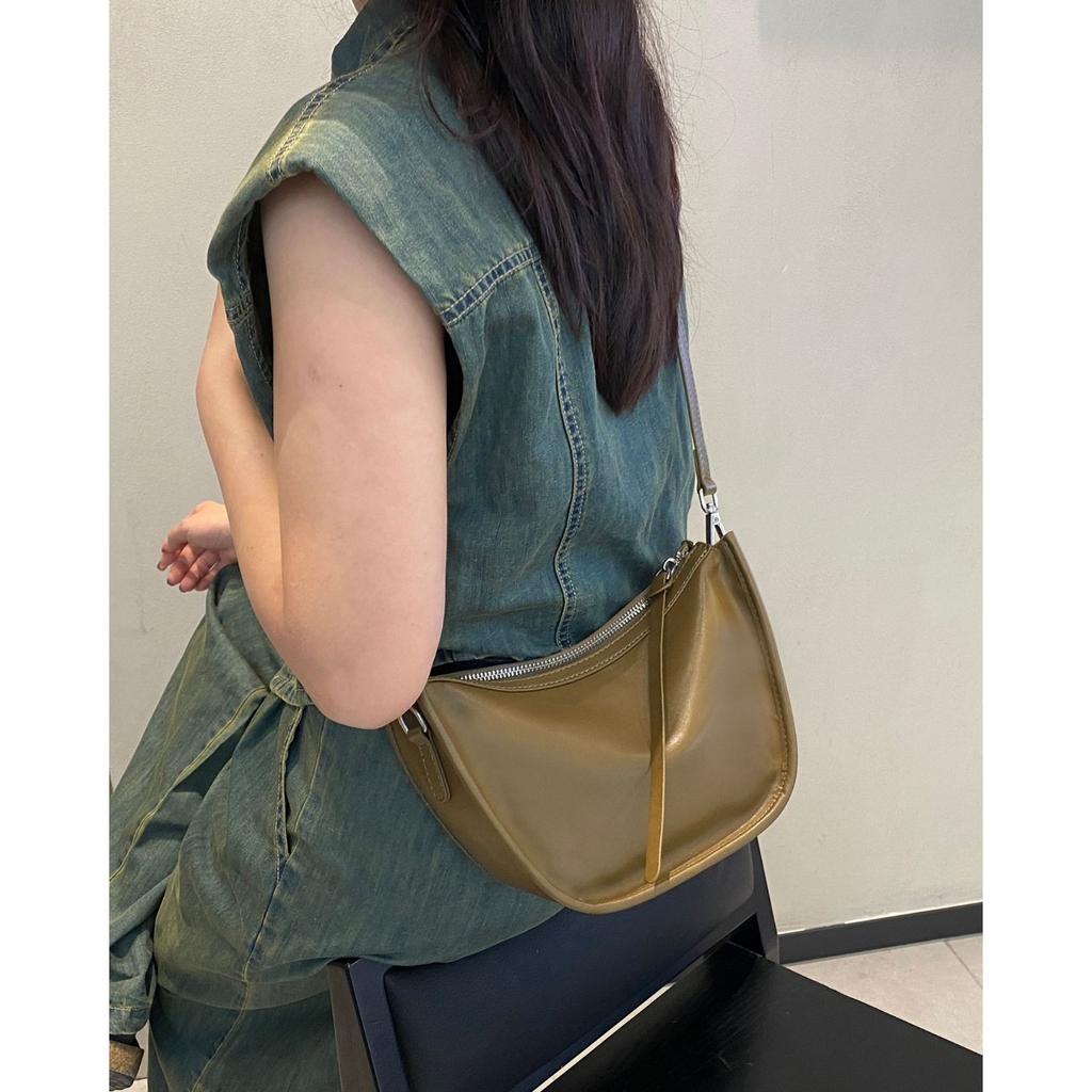 Rindsleder Damen, Einseitige Umhängetasche, Schlichte Mode-Tasche, Mädchen Muscheltasche, Tasche mit großem Fassungsvermögen