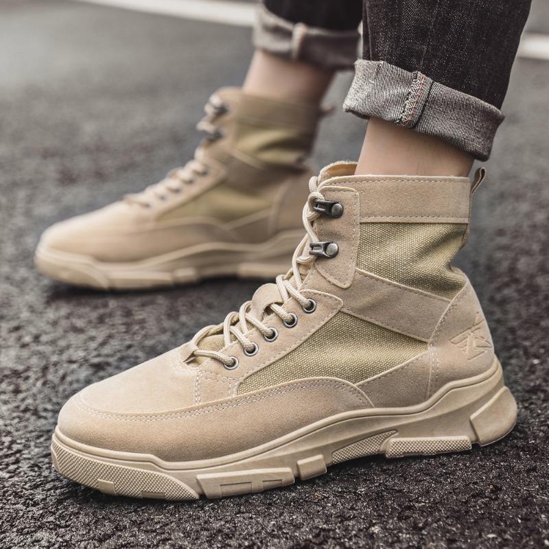 Martin boots men's autumn new lightweight breathable men's boots fashion high-top canvas sports and leisure shoes
