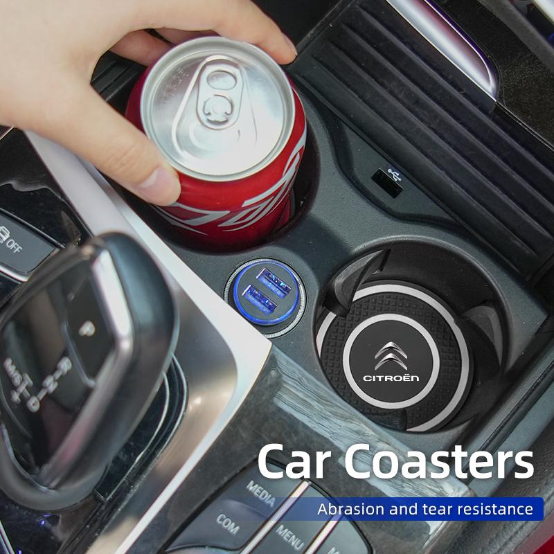 Silicone Double Ring Car Cup Mat Anti-Slip Insert For Citroen C4 C3 C5 C1 C2 Berlingo Celysee Cactus Picasso Aircross Saxo Grand aks256
