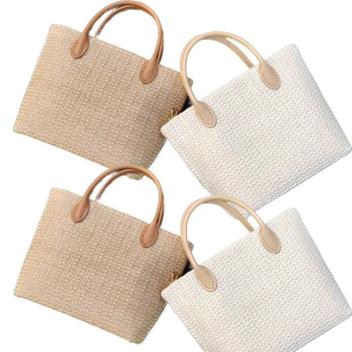 Handgewebte Lederhenkeltasche mit selbstgemachten Strohriemen