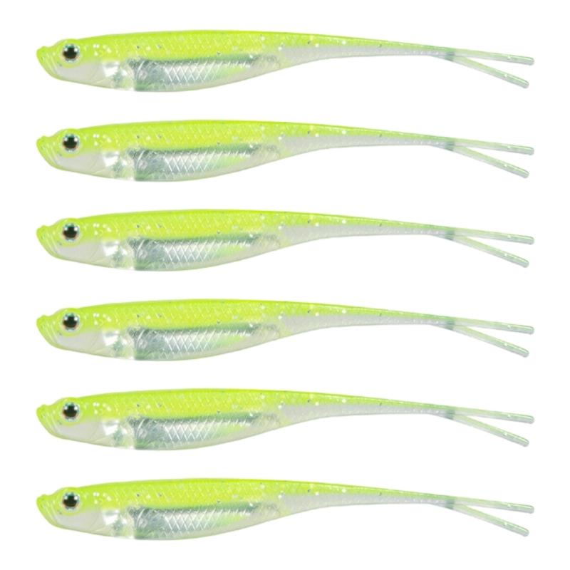 6Pcs Soft Lures Baits Floating Lures Fork Tail Swimbaits Fishing Tackle Lures Artificial Fishing Baits Enduring