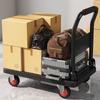 Silent Foldable Flatbed Trolley: Portable Steel Cart with Brake for Household Use