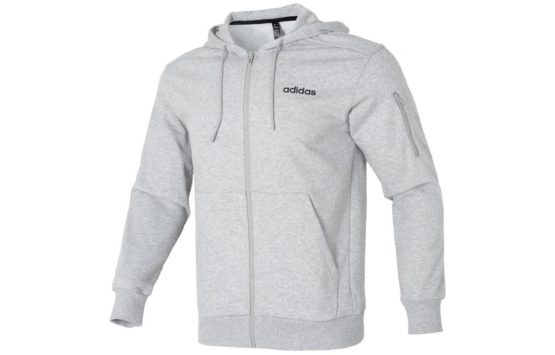 Adidas Sweatshirts Men s Gray Hooded Moderate Cardigan JF3323 L