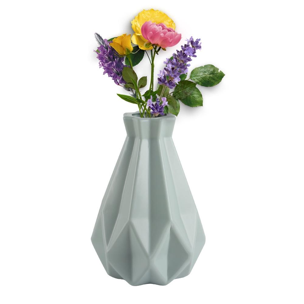 Origami Plastic Vase White Imitation Ceramic Flower Pot Flower Basket Flower Vase Home Decor (Flower Not Included)