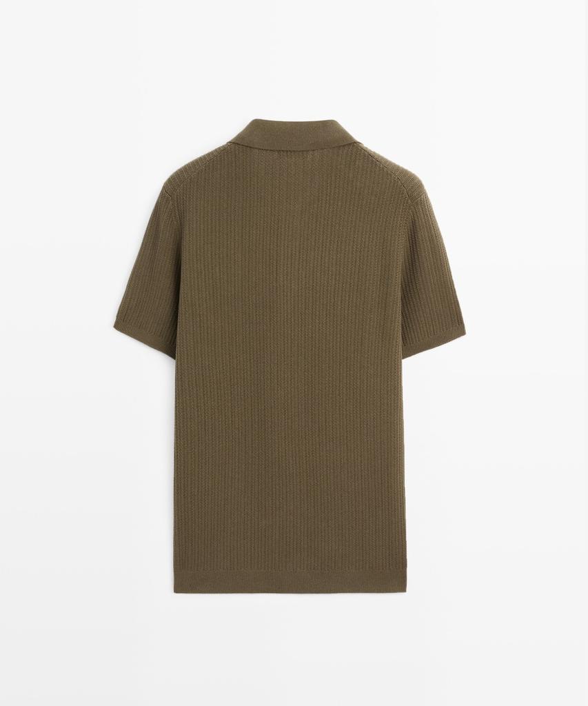 Masimodutti 100% Cotton Textured Knit Jersey Polo