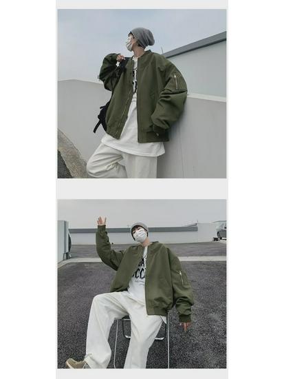 Męska modna kurtka pilotka w stylu amerykańskim high street - Wszechstronna, Przystojna, Codzienna, w stylu baseballowym oversize.