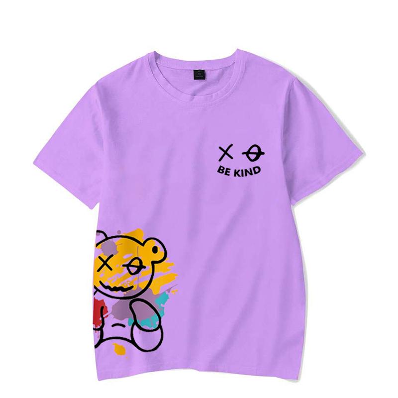 Men's Women's Summer Loose Size BE KIND Letter Cartoon Print Casual Comfortable Round Neck Short Sleeved T-shirt Top