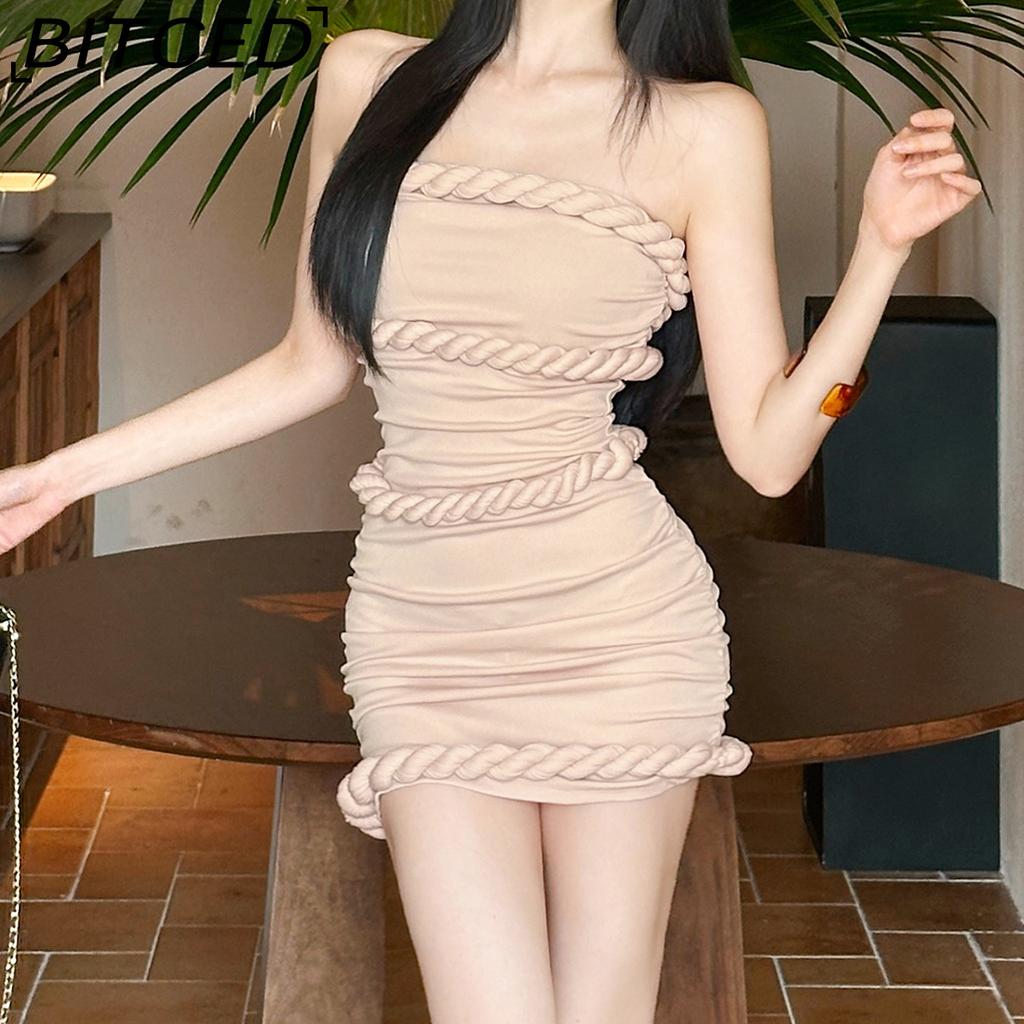 BITCED Women's Summer Waist-Defining Sleeveless Strapless Dress