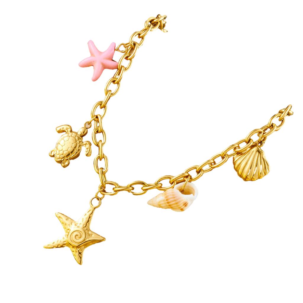 Shell And Starfish Necklace Featuring Natural Beauty Unique Design With Stainless Steel For Young Fashionable Women