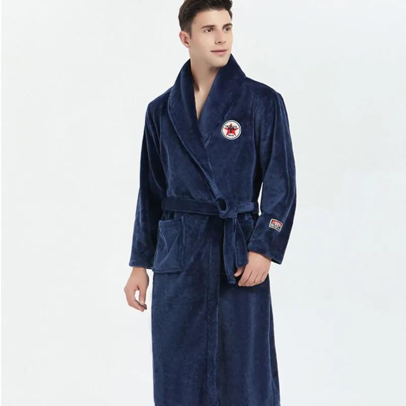 Herren Bademantel Winter Flanell Lang Robe Paar Verdickte Warme Nachtwäsche Plus Size Nachthemd Damen Lose Homewear