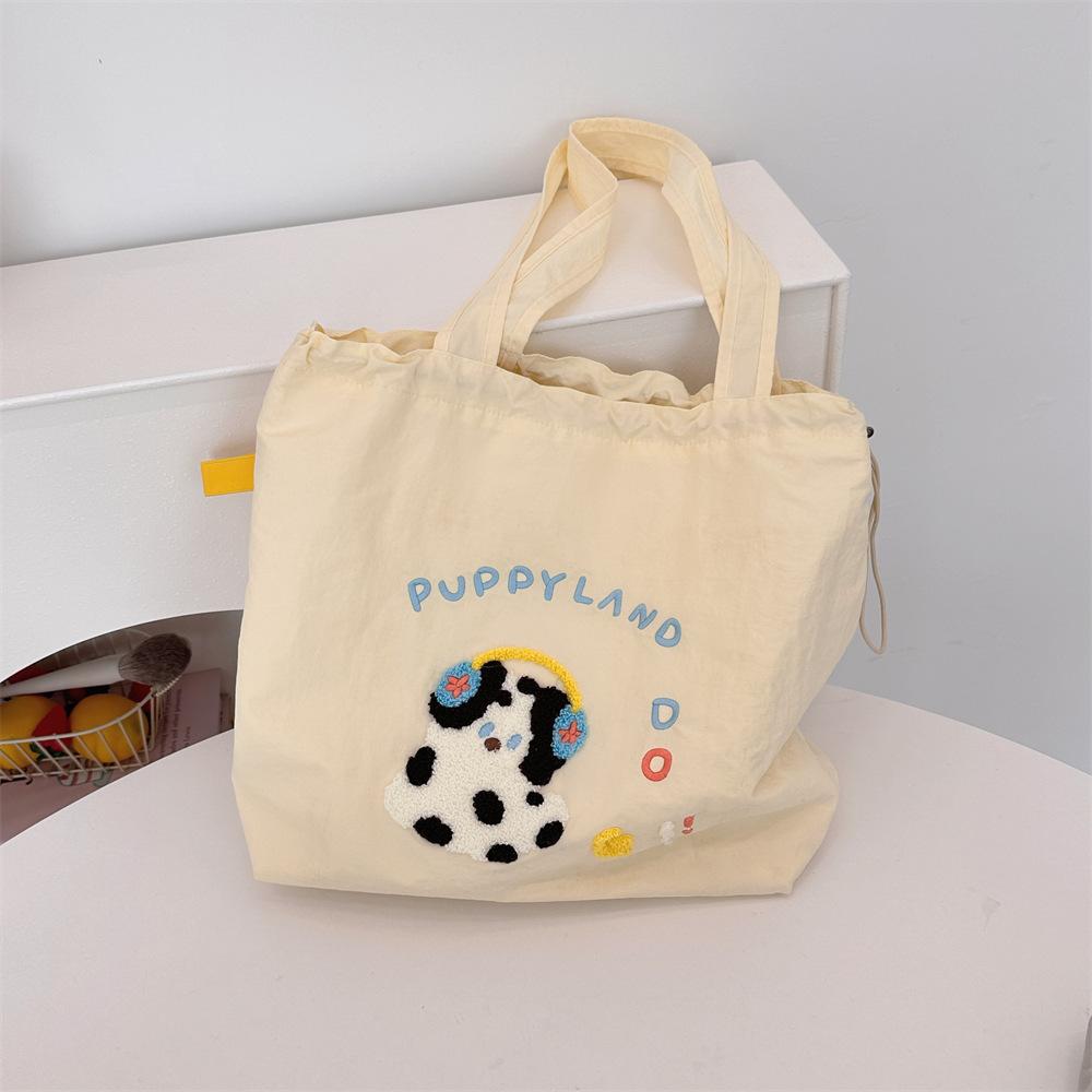 Cute Towel Embroidery Female Canvas Shoulder Bag College Girls Books Handbag Eco Cotton Cloth Purse Women Large Shopping Tote