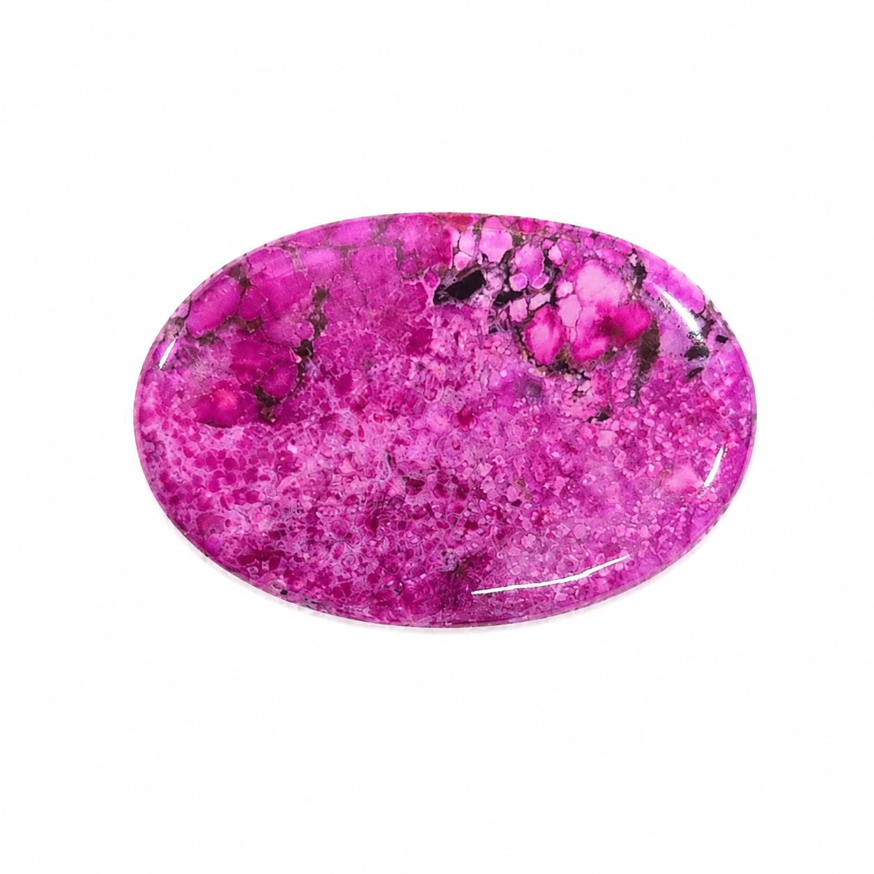 Pink Turquoise Oval Cabochon | Hot Pink Turquoise Gemstone | Loose Cabochon for Jewelry Making 25x37mm розовый