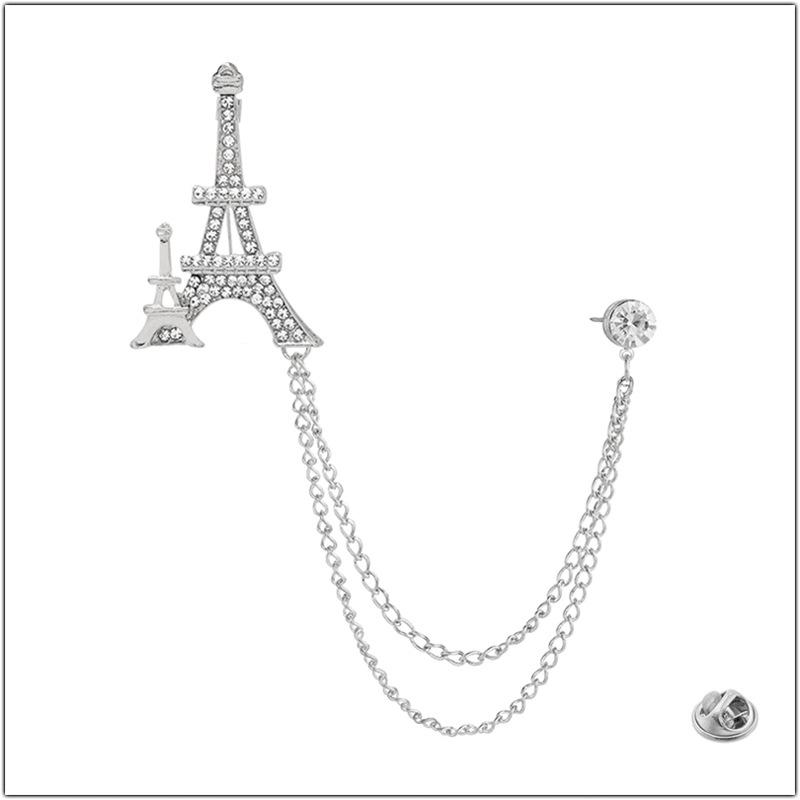 Customizable Elegant Rhinestone Eiffel Tower Multi-Layer Tassel Brooch