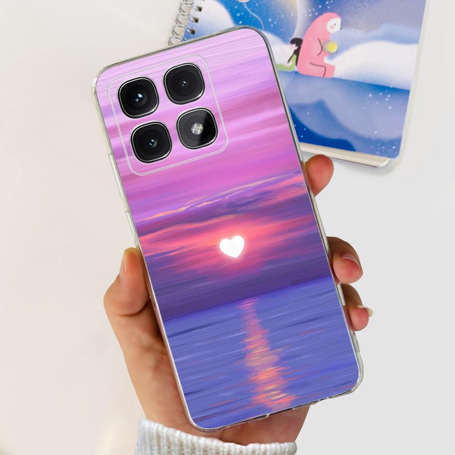 For Xiaomi 14T Pro Case Stylish Flowers Painted Cover 6.67'' Clear Silicone Phone Case For Xiaomi Mi 14T 14TPro Mi14T Soft Shell