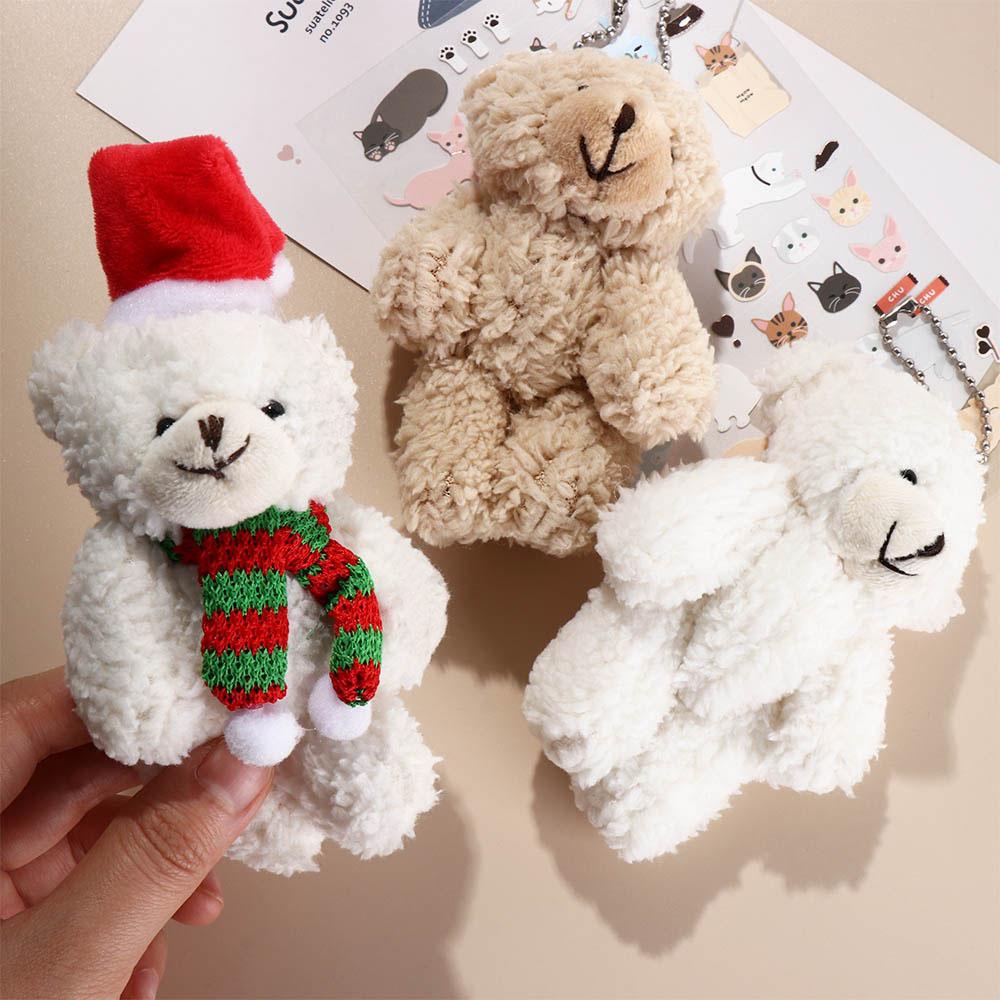 Soft Christmas Bear Doll Bear Scarf Flower Christmas Bear Plush Pendant Couple