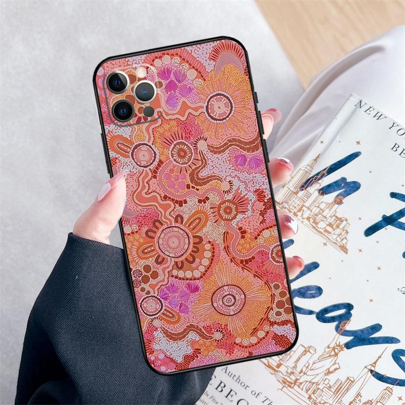 

Aboriginal Art Print Phone Case For iPhone 16 15 Pro Max 11 12 13 Mini 14 Pro Max XR 15 16 Plus 16e Cover Coque iPhone 13