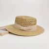 New Summer Hollow Flat Straw Hat - Three Foldable Raffia Sun Hat, Wide Brim Frayed Beach Cap for Women