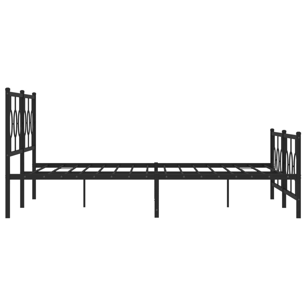 Metal Bed Frame with Headboard and Footboard Black 200x200 Cm