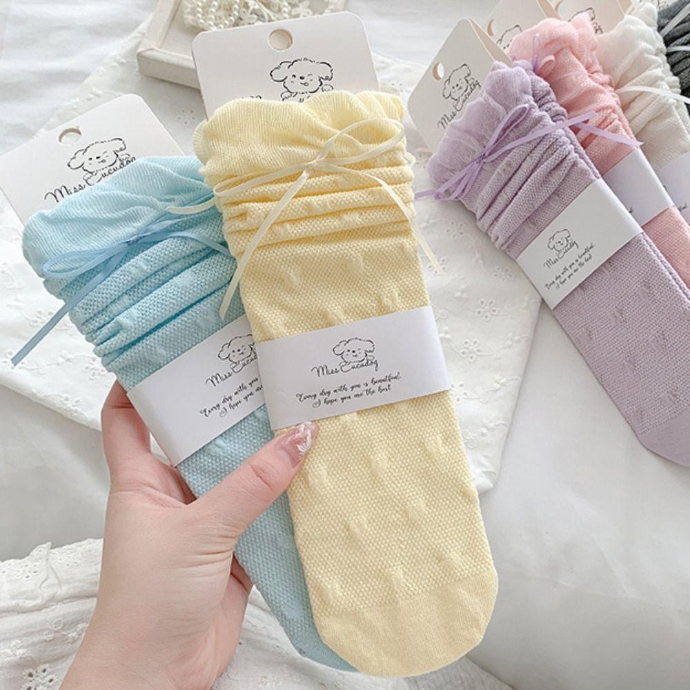 Prinsessa Barn Mellanhöga Strumpor Söta Balletcore Strumpor Andningsbara Lolita Spetsstrumpor Vardagliga