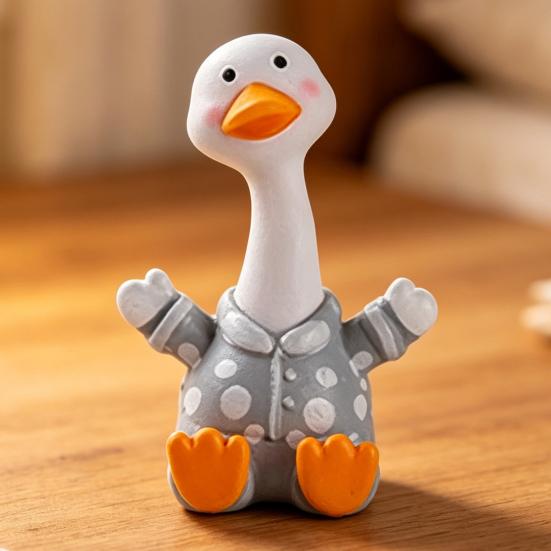 Yousheng 4 Pcs Mini Resin Duck Figurines Cartoon Small Duck Statue Collectible Animal Ornaments for Car Dashboard Office Desk Decor Fairy Garden