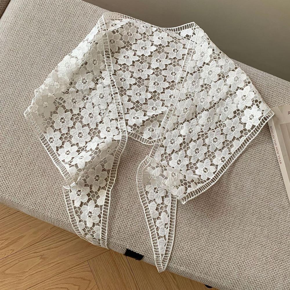 Embroidered Lace Headband Floral Printed Lace Head Scarf Elegant Lace Triangle Scarf  Ladies Style 2