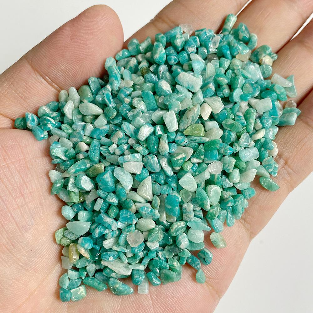 3-5MM Small Natural Blue Amazonite Stone Chips No Hole Crystal Quartz Gem Stone For Garden landscaping Microlandscape Fish tank (as the picture,20G)