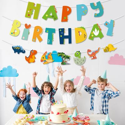 Dinosaur Happy Birthday Garland Banners Roar Dino Party Balloons Supplies Jungle Safari 1st Boy Kids Birthday Party Decorations