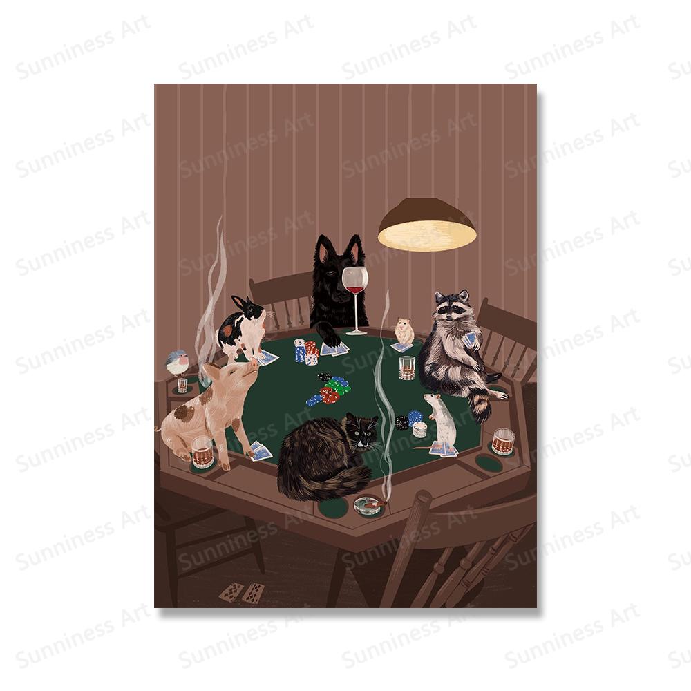 Pisică amuzantă Plante verzi Boho Artă de perete Pictură pe pânză Postere și imprimeuri nordice Poze moderne de perete pentru decorarea camerei de zi