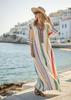 European and American new bohemian women's clothing seaside vacation printing loose kaftan robe dress