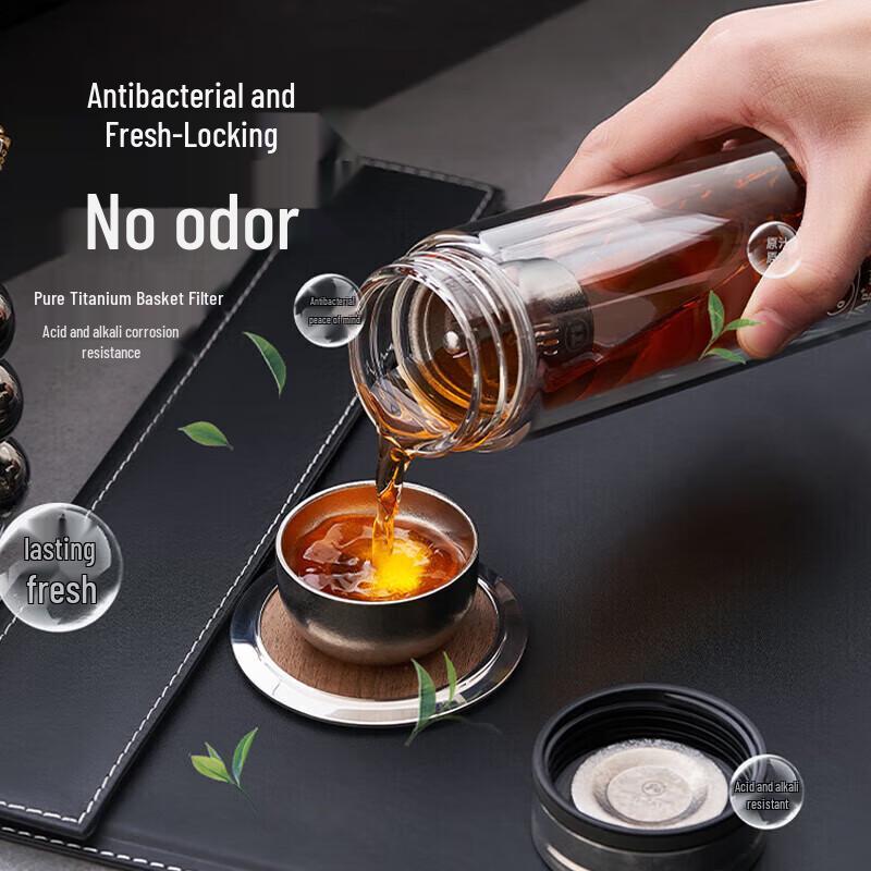 FUGUANG FU+ Titanium Crystal Antibacterial Double-Layer Glass Cup 310ml