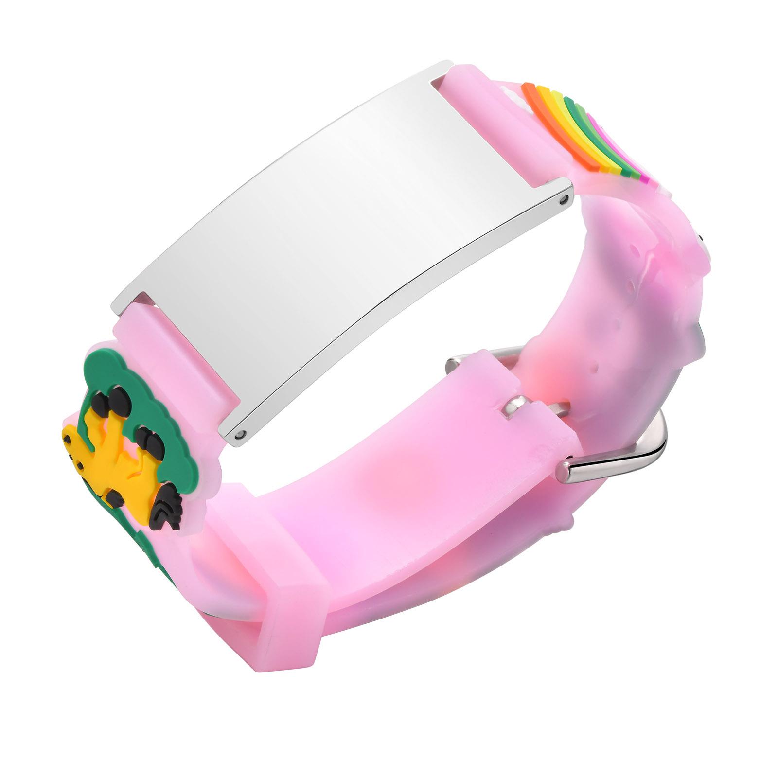 

Personalized ID Bracelet for Baby Child Kids, Cartoon Unicorn Silicone Wristband Adjustable, Anti-lost Allergic Engraved Jewelry