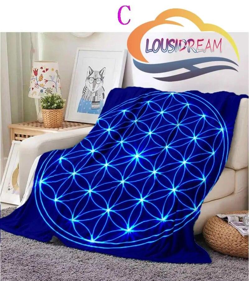 Sacred Planet Geometry Atomite Flower of Life Flannel Warm and Soft Plush Sofa Bed Blanket Throw Blanket   for Picnic