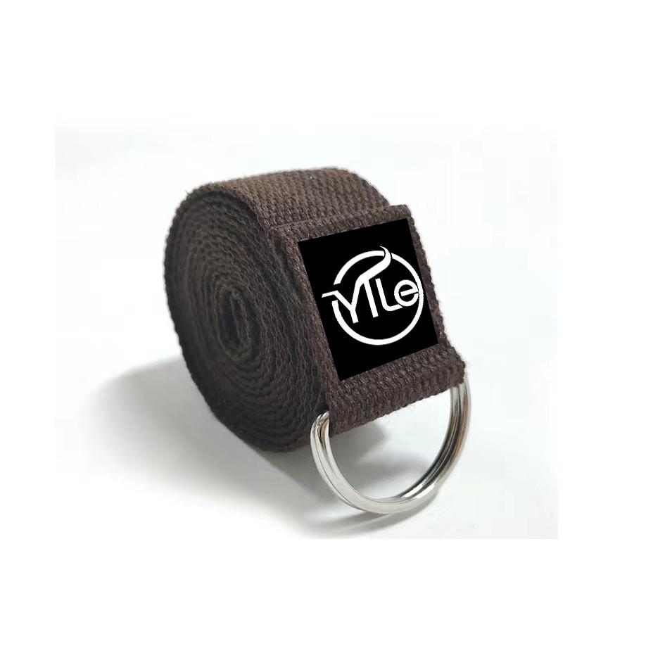 Custom Label Gym Fitness Exercise Strap Yoga Stretching Leather Yoga Luxurious Sports Cotton Straps with Loops коричневый