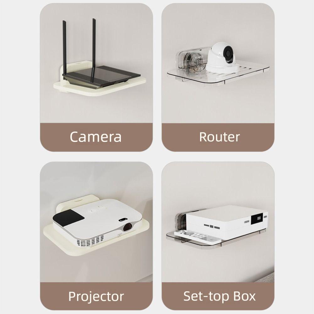 Transparent TV Set-top Box Rack No-Drill Cable Power Bracket  Wifi Room