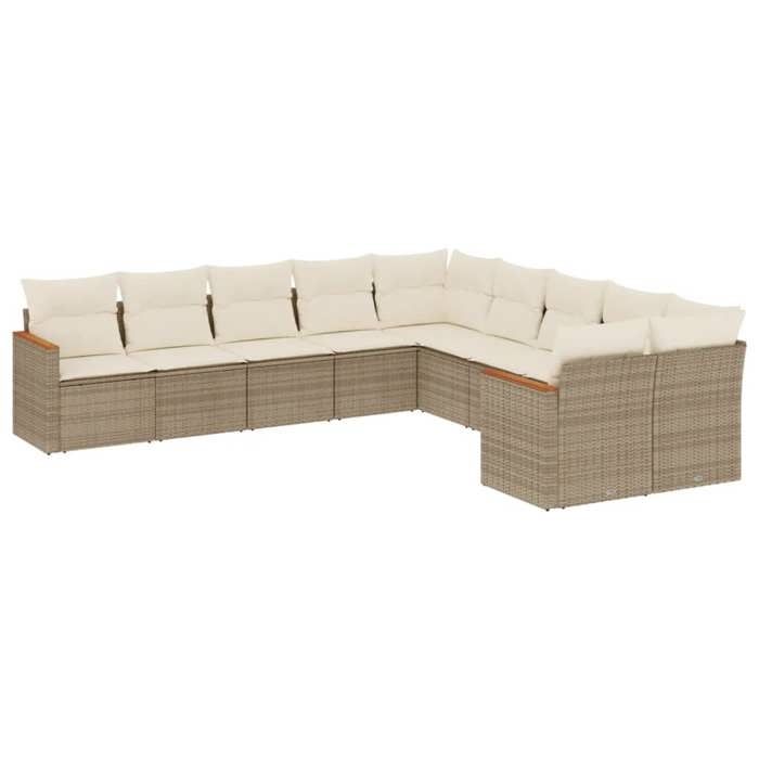 VidaXL Salon de Jardin avec Coussins 10 pcs, Canapés de Terrasse, Ensemble de Meubles de Patio, Mobilier d'Extérieur, Beige 3226352
