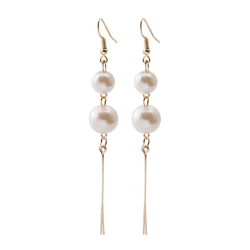 Dongdaemun New Internet Celebrity Pearl Long Fringed Earrings Ins Round Commuter Size Pearl Earrings