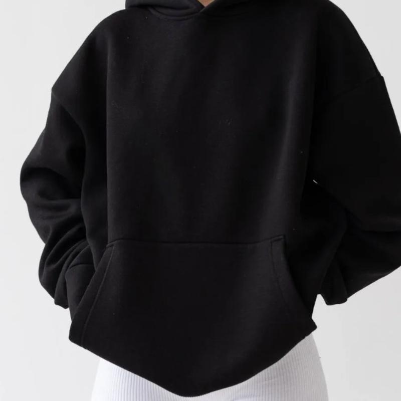 

Осень и Зима Хит продаж Однотонная Толстовка с капюшоном для женщин Свободный крой Универсальный топ Толстовка-куртка 2XL чёрный