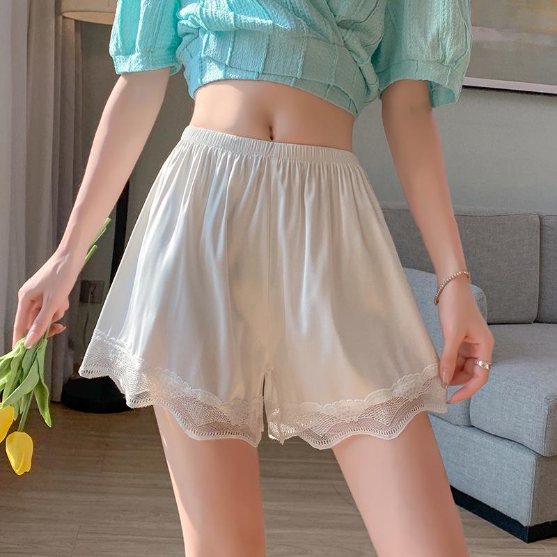 Lace Anti-Exposure Three-Point Home Shorts, Non-Curling Summer Safety Pants for Women