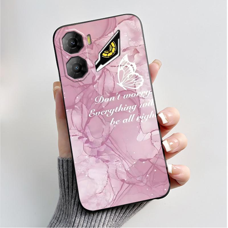 Custodia per Stampa per ZTE Nubia Neo 3 5G Fundas Capa Guscio Nero in Silicone Morbido Copertura ZTE Nubia Neo 3 GT Carina Custodia con Fiore e Cartone Animato