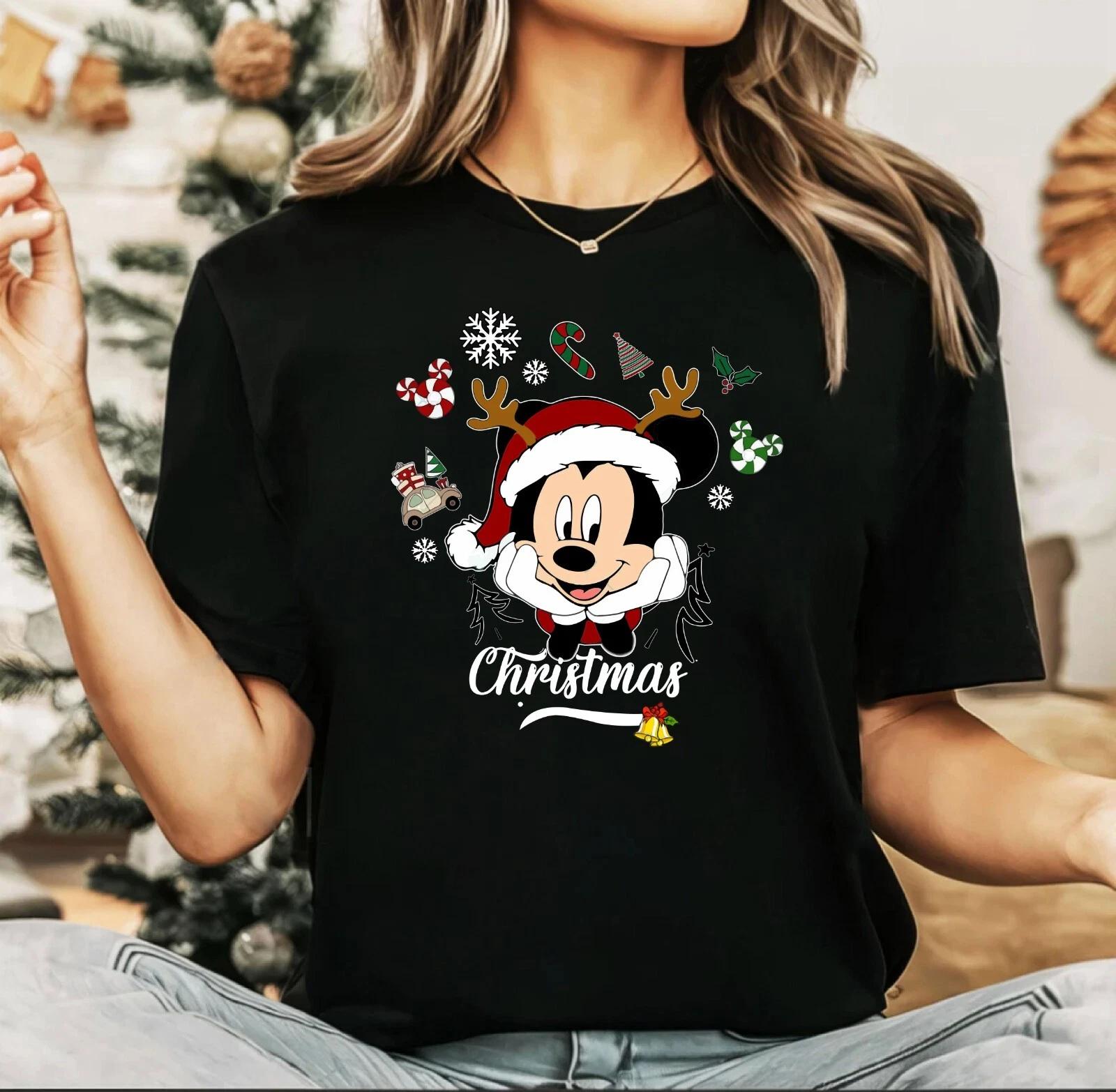 2024 Christmas unisex t-shirt,Night before Christmas party, Mickey Mouse 2XL