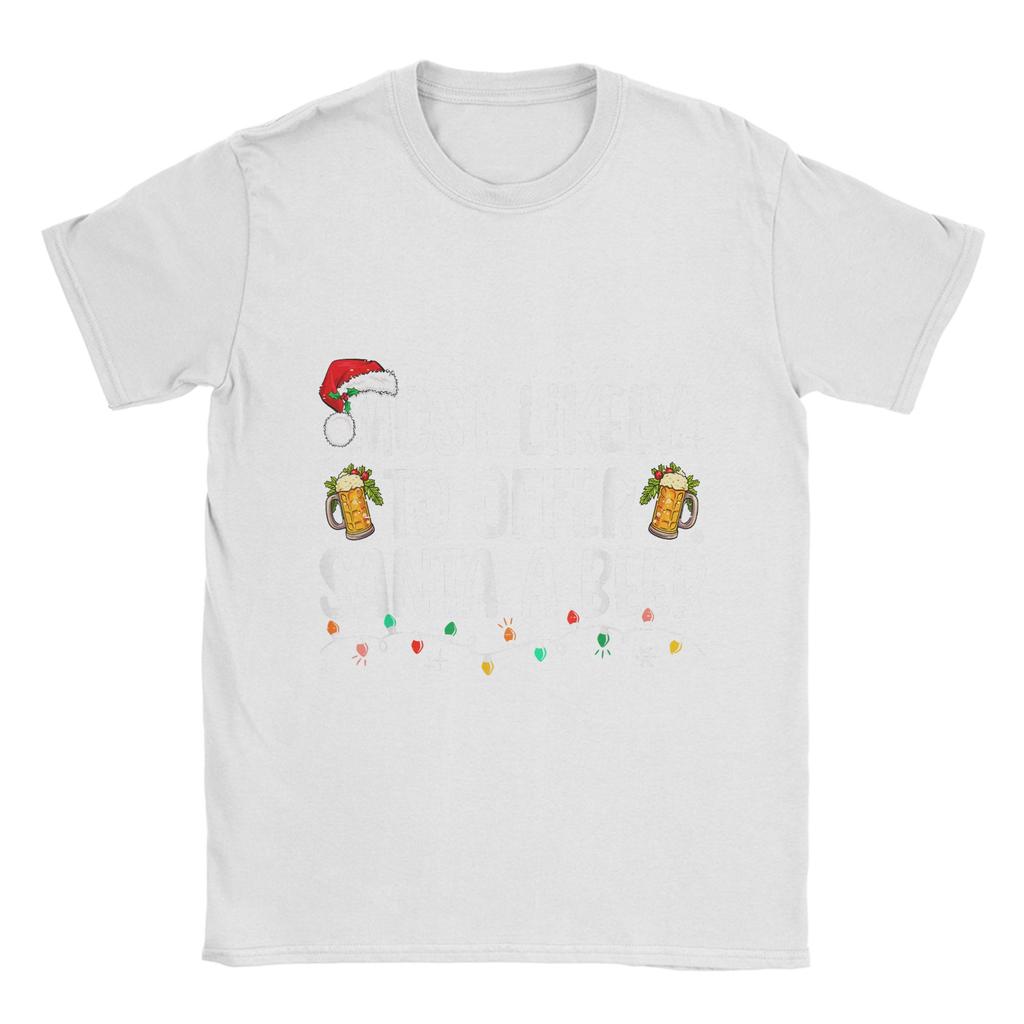 Funny Christmas and beer T-Shirts Men O Neck 100% Cotton T Shirts  Short Sleeve Tees Summer Clothes